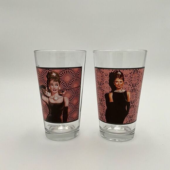 Set Of 2 AUBREY HEPBURN 16 oz Glasses